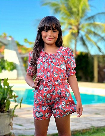 Conjunto Tilda - salmon floral - LOOK LIKE TWINS