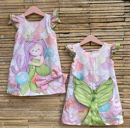 KIT do Vestido Sereia Cabelo lilás - Coleção Puppy