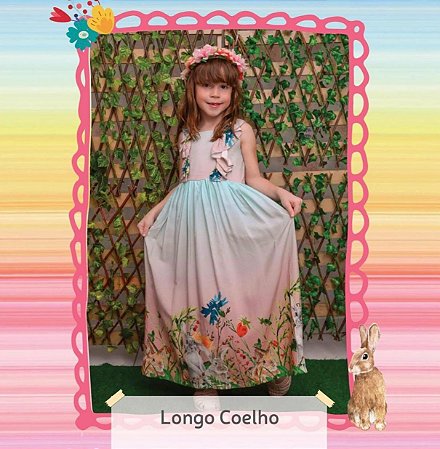 Vestido Longo Coelhinho - Coleção Garden