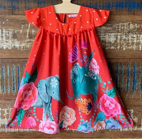 Vestido Coleção Índia - Elefante vermelho