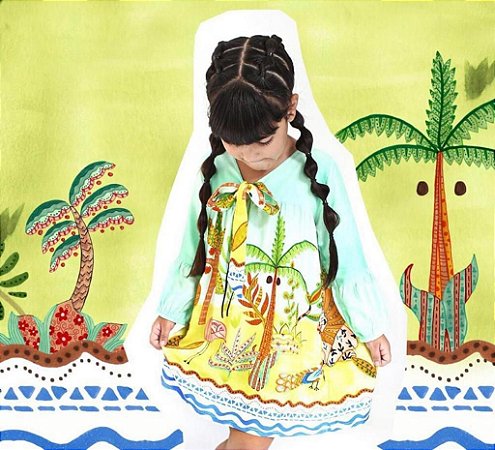 Vestido Manga longa  Onça - Coleção África