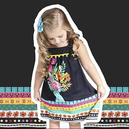 Vestido Jarro flores - marinho