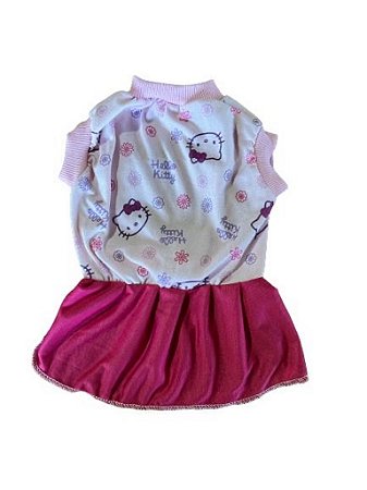 Vestido Pet Cães Cachorro Malha Hello Kitty