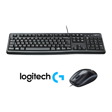 Kit Teclado e Mouse com Fio Logitech MK120 USB - ABNT2