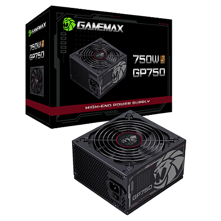 Fonte ATX Gamemax 750W GP750 com Cabo PFC Ativo 80 Plus Bronze Preto