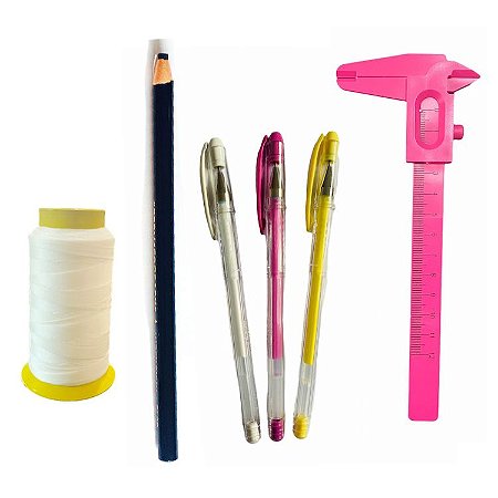 Kit design Sobrancelhas Linha, paquímetro, 3 caneta e lápis.