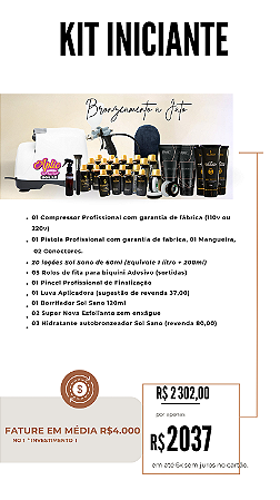 Kit Profissional de Bronzeamento a Jato (INICIANTE)