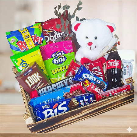 Cesta Explosão de Doçura com Urso Cod 073
