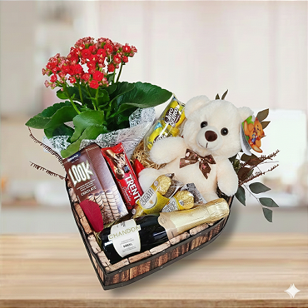 Cesta Romântica Bandeja Coração Chandon Cod 132