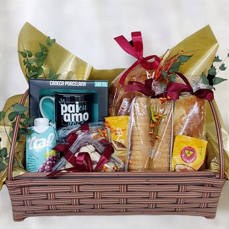 Cesta Café da manhã Pai especial com caneca temática Cod 352