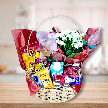 Cesta Cafezinho com Flor Cod C 038