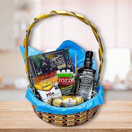 Cesta Dose de sorte com Whisky e Jogo Cod 029