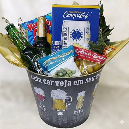 Cesta Balde Alumínio Gourmet de Cervejas Com taça Cruzeiro Cod 359