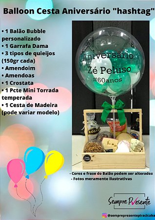Balloon Cesta Aniversário "hashtag"