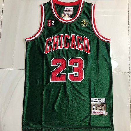 Camisa de Basquete Michael Jordan Chicago Bulls Authentic Green Brilhante 1997/1998