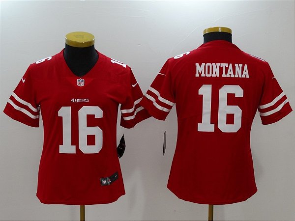 Camisa de Futebol Americano San Francisco 49ers para Mulheres - 16 Montana