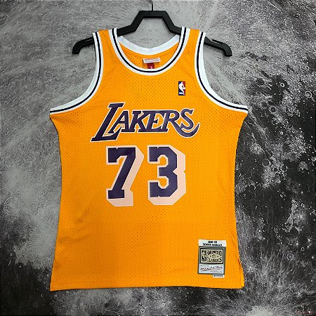 Camisa de Basquete Los Angeles Lakers 1998-99 Hardwood Classics M&N (Prensado a Quente) - 73 Dennis Rodman