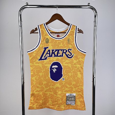 Camisa de Basquete Especial Los Angeles Lakers x BAPE x M&N Hardwood Classics (prensada a quente)