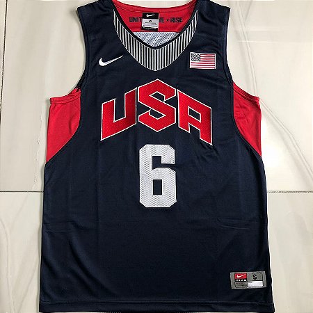 Camisa de Basquete USA Dream Team Olimpíadas de 2012, Bordado Denso - Lebron James 6