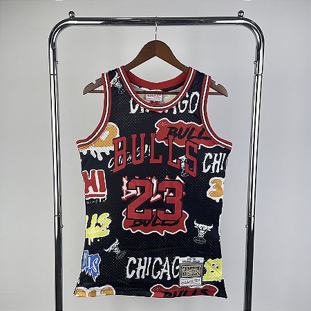 Camisa de Basquete Chicago Bulls Especial Grafiti 1997-98 Hardwood Classics M&N (Prensado a Quente) - 23 Michael Jordan