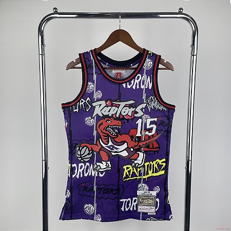 Camisa de Basquete Toronto Raptors Especial Grafiti 1998-99 Hardwood Classics M&N (Prensado a Quente) - 15 Vince Carter