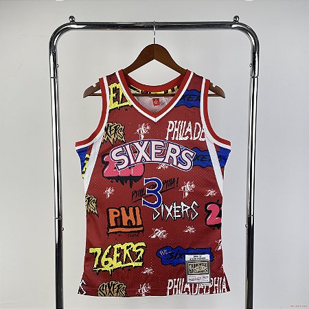 Camisa de Basquete Philadelphia 76ers Especial Grafiti 1996/97 Hardwood Classics M&N (Prensado a Quente) - 3 Allen Iverson