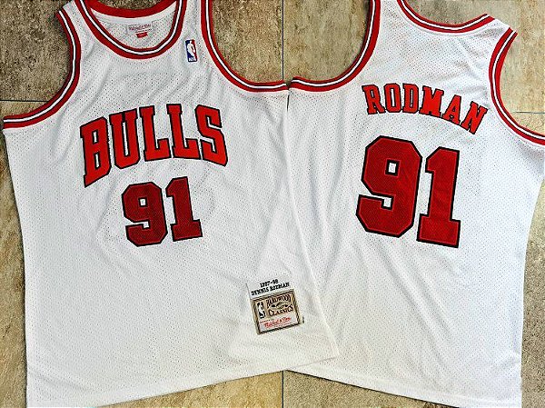 Camisas de Basquete Retrô Chicago Bulls Hardwood Classics M&N - Pippen 33, Rodman 91