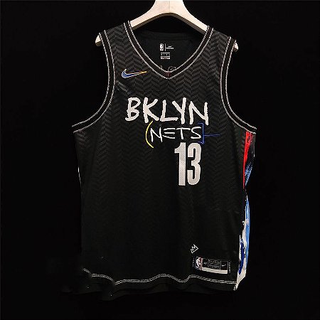 Camisa de Basquete Brooklyn Nets 2021 City Edition Versão Jogador - 11 Irving, 7 Durant, 13 Harden