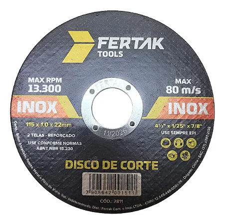 Disco De Corte Ferro Aço Inox 115x1.2x22mm 4.1/2pol