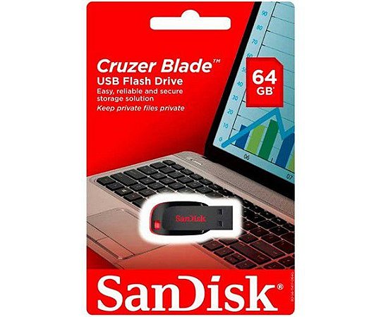 Pen Drive Sandisk 64GB Cruzer Blade USB 2.0
