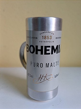 CANECA ARTESANAL DE ALUMINIO COM ALÇA BOHEMIA