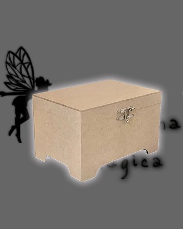 BAÚ RETANGULAR COM PÉ E FECHO MÉDIO MDF CRU