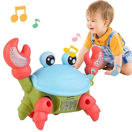TOP Brinquedo Caranguejo - Musical Com Luz Infantil - Que Anda - AZUL - Envio Im