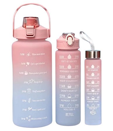 Kit 03 Garrafa De Água Squeeze