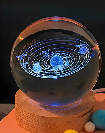 Luminária De Mesa Bola De Cristal 3D LED RGB B-Max BM-F976