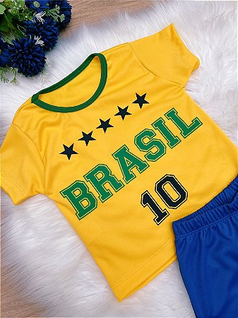 Conjunto Meninos Seleção Brasileira Amarelo e Azul