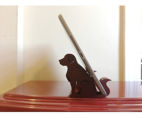 Suporte Apoio De Mesa Tablet Celular Decorativo Cachorro Cor:Preto