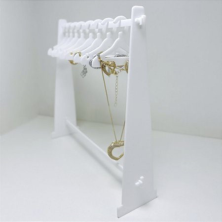 Expositor joias acrílico + 8 cabides p/ brincos e colares