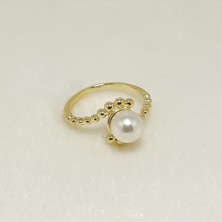 ANEL DE PÉROLA DETALHADO - BANHO OURO 18K Tamanho:20