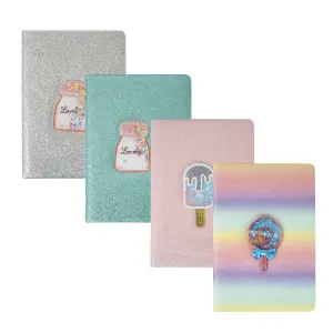 Caderno de Linha com glitter 21x14,5cm Cores Sortidas