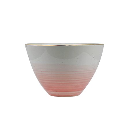Tigela Gaia Rosa Com Borda Dourada 14x9cm We Make