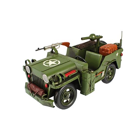 Miniatura Colecionável Carro Militar Jeep Arm 31cm Verito
