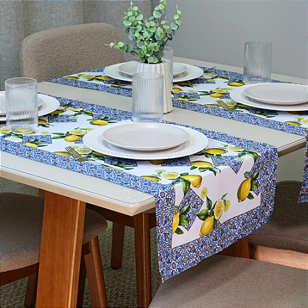 Caminho de Mesa Estampado Allegra 1 Peça 1,25m x 43cm 100% Poliéster - Limão