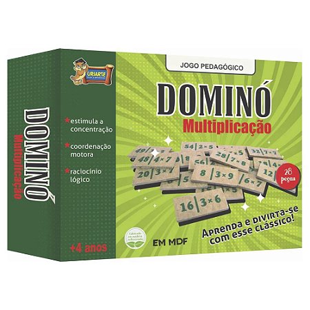 Dominó Multiplicação - Jogo Pedagógico - 28 Peças Em MDF - Uriarte
