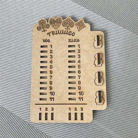 Marcador de Truco em MDF 11x16cm placar e melhor de três