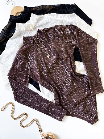 Body em Tule Manga Longa Ondas Mirela Ref. 1525