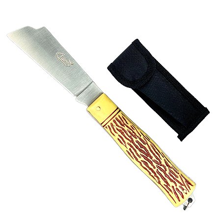 Canivete Luatek Lâmina Aço Inoxidável Ponta Larga E Bainha ID-7488F