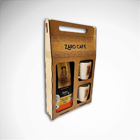 Kit Presente Zaro Café Suave em Grãos 500g + 2 Canecas Brancas 170ml