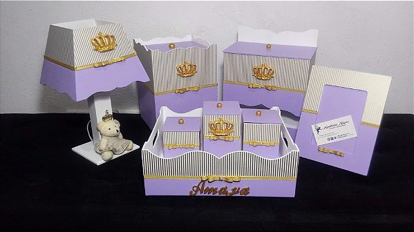 kit higiênico personalizado tema Realeza lilás c/7 peças