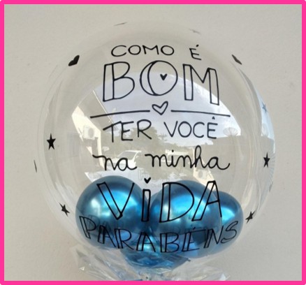 BUBBLE COM BALÕES DENTRO - Frase que você escolher